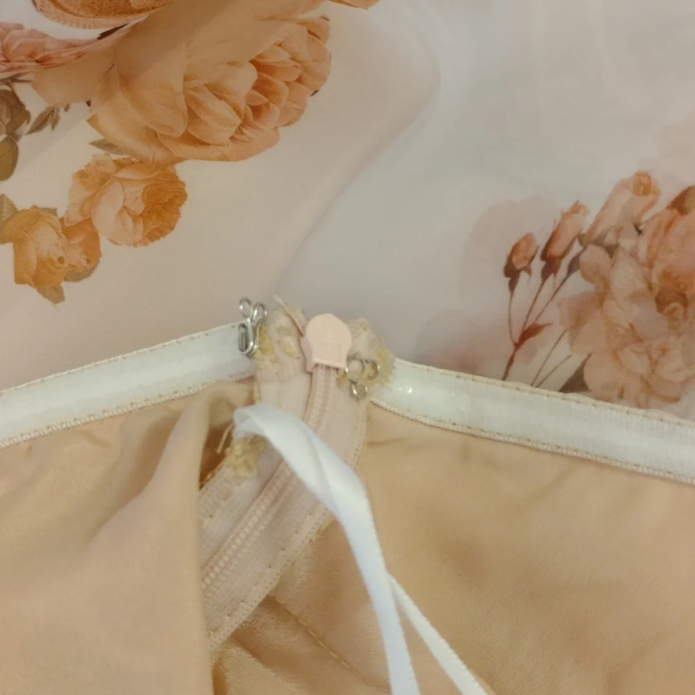 SHEIN Floral Maxi Dress - Orange and Cream - Picture 10 of 11